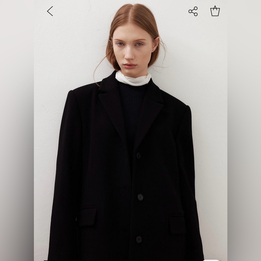 Havec Wool and Cashmere Tailored Long Coat in Black